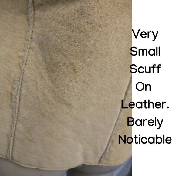 Express Vintage Leather Sherpa Lined Tan Vest - Picture 9 of 16